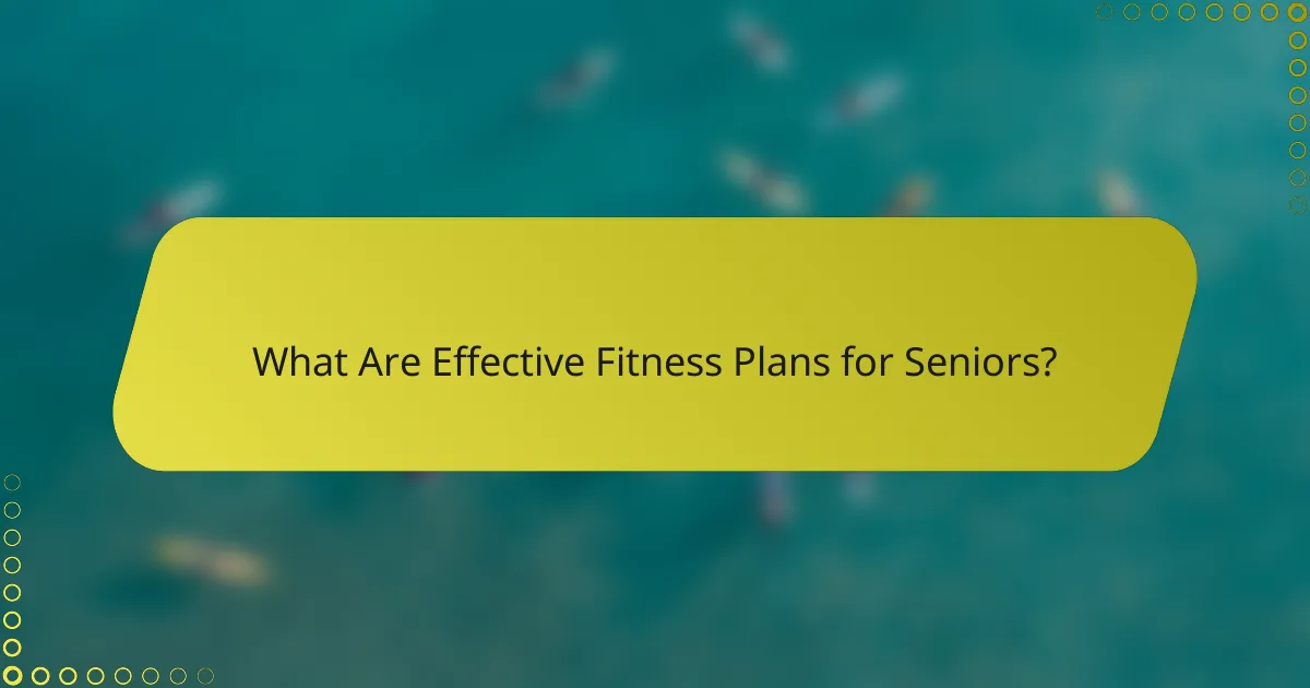 What Are Effective Fitness Plans for Seniors?